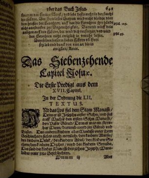 Das Siebenzehende Capitel Josuae.