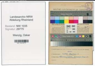 Entnazifizierung Oskar Wenzig , geb. 16.01.1899 (Laborant)