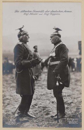 Postkarte mit den Generälen Graf Häseler und Graf Zeppelin