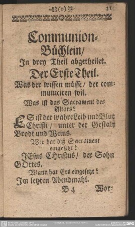 Communion-Büchlein, in drey Theil abgetheilet