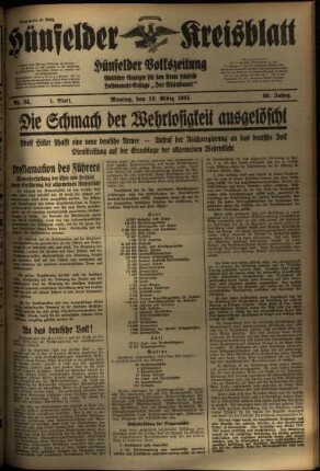 Erste Ausgabe vom Montag, den 18. März 1935.