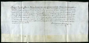 Lüttich, 1684.09.01. Geburtsbrief für den Hutmacher Matthias ("Mathieu") Hanson. Aussteller: Stadt Lüttich (Liege).