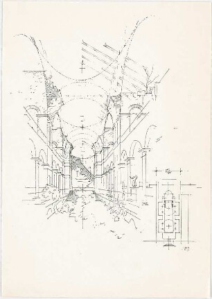 Döllgast, Hans; München; Allerheiligen Hofkirche - Innenraum (Perspektive; Grundriss)