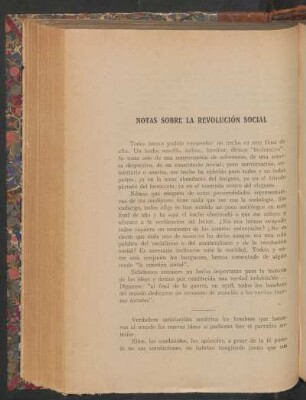 Notas sobre la revolución social