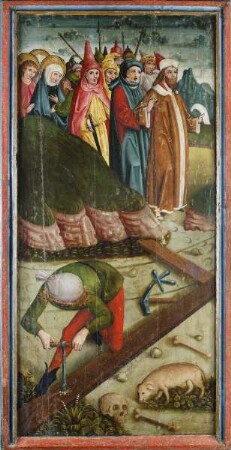 Zwei ehemalige Altarflügel — Szenen aus der Kreuzlegende — Herstellung des Kreuzes