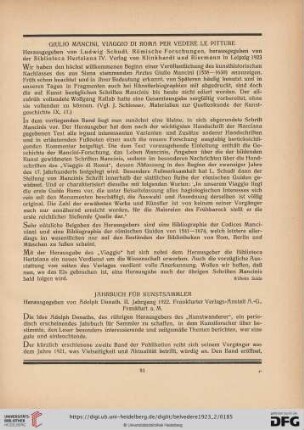 [Rezension von: Adolph Donath (Hrsg.), Jahrbuch für Kunstsammler, 2. Jahrgang]