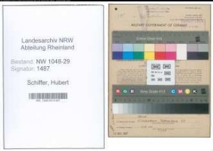 Entnazifizierung Hubert Schiffer , geb. 03.03.1892 (Beamter)