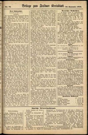 Zweite Ausgabe vom Samstag, den 20. September 1879.