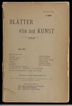 2.F. 2.1894: [Blätter für die Kunst] Band 2.F. 2.1894