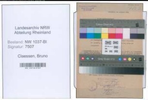 Entnazifizierung Bruno Claessen , geb. 31.05.1895 (Angestellter)