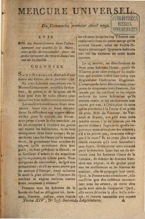 Le Mercure universel, 14. 1792 = Apr.