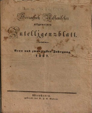 Herzoglich-nassauisches allgemeines Intelligenzblatt. 1837, 30. Dez. = Jg. 29, Nr. 52