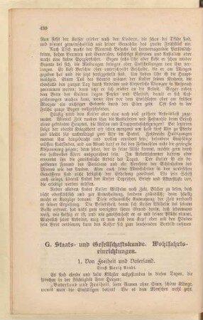 G. Staats- und Gesellschaftskunde. Wohlfahrtseinrichtungen