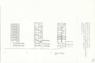 Wohn- und Geschäftshaus am Kaiserdamm, Berlin-Charlottenburg (Diplomarbeit bei Oswald Mathias Ungers): Schnitte 1:200