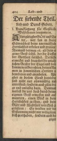 1. Dancksagung für Geistliche Wohlthaten insgemein.