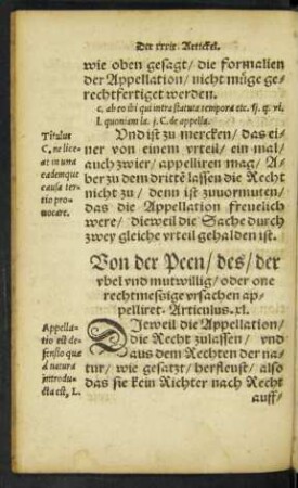 Von der Peen ... Articulus. xl.