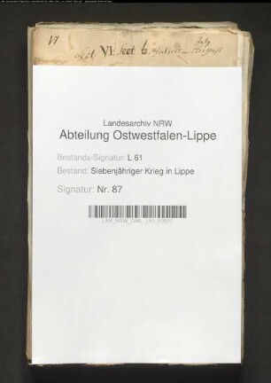 Anforderungen und Aufstellungen für Fuhren für die franz. Armee im Sommer 1759