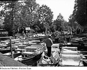 Spreewald. Liegeplatz der Spreewaldkähne