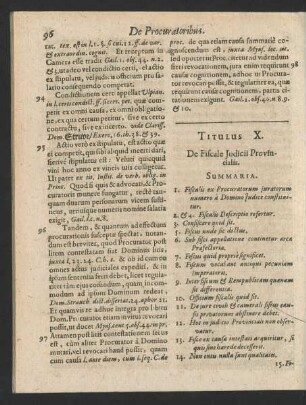 Titulus X. De Fiscale Judicii Provincialis.