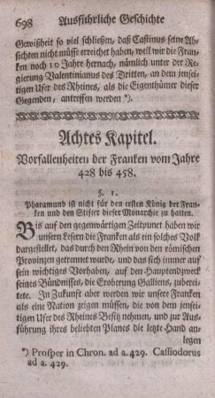 Achtes Kapitel. Vorfallenheiten der Franken vom Jahre 428 bis 458.