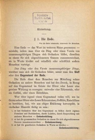 Die Kunst der Rede : Lehrbuch der Rhetorik, Stilistik, Poetik
