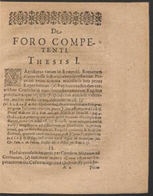 De Foro Competenti. Thesis I. - XXIII.