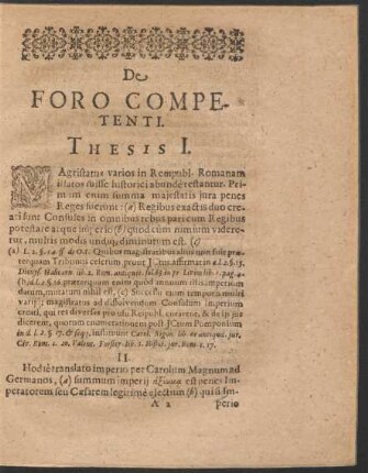 De Foro Competenti. Thesis I. - XXIII.