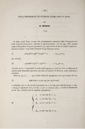Sulla divisione di una funzione intera per un' altra.