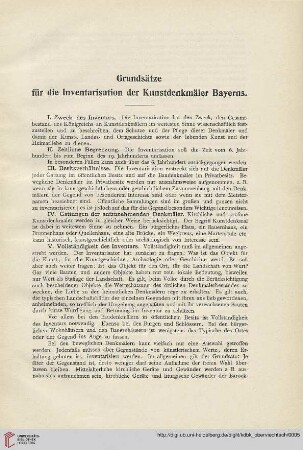 Grundsätze für die Inventarisierung der Kunstdenkmäler Bayerns