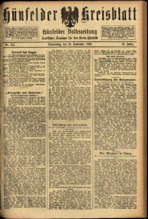 Ausgabe vom Donnerstag, den 28. September 1922.