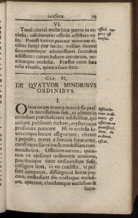 Cap. VI. De Quatuor Minoribus Ordinibus. - Cap. X. De Promotione Episcoporum.