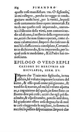 Epilogo O Vero Repli Cazione Di Mercvrio Ad Escvlapio, Serm. XV.