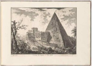 Veduta del Sepolcro di Cajo Cestio (Ansicht der Pyramide des Gaius Cestius), aus der Folge "Vedute di Roma"