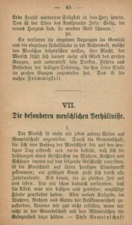 VII. Die besonderen menschlichen Verhältnisse