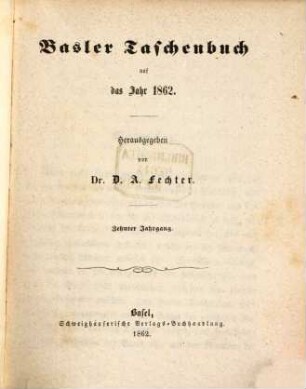 Basler Taschenbuch, 10. 1862