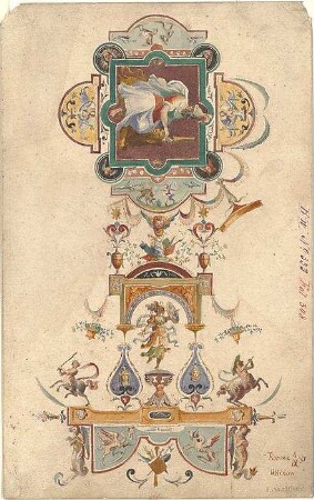 Walther, Conradin; Deutschland; Italien; Reisezeichnungen - Wandmalerei in den Uffizzien von Florenz (Details)