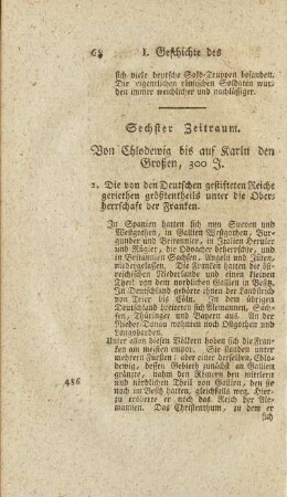 Sechster Zeitraum. Von Chlodewig bis auf Karln den Großen, 300 J.