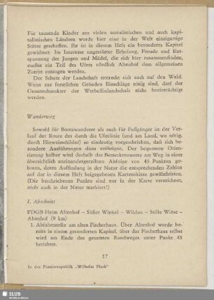 Wanderweg I. Abschnitt