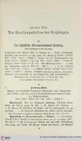 Zweiter Teil: Die Seelsorgestellen der Erzdiözese