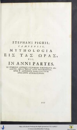 Stephanus Pighius: Mythologia Eis Tas Oras …