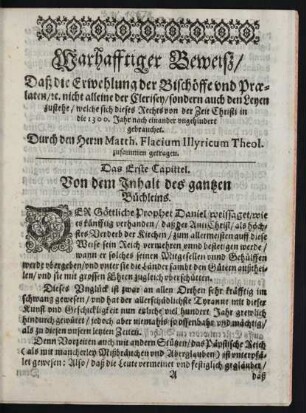Wahrhafftiger Beweiß/ Daß die Erwehlung der Bischöffe und Praelaten/ [et]c. nicht alleine der Clerisey/ sondern auch den Leyen zustehe ...