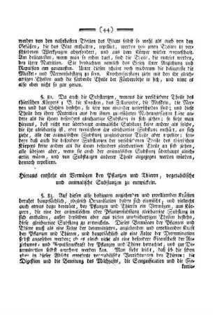 Hieraus entsteht ein Vermögen bey Pflanzen und Thieren, vegetabilische und animalische Substanzen zu entwickeln.