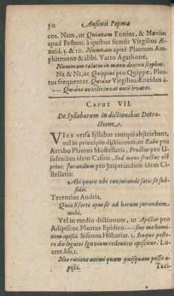 Caput VII. De Syllabarum in dictionibus Detractione.