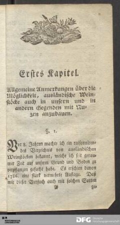 Erstes Kapitel. Allgemeine Anmerkungen.