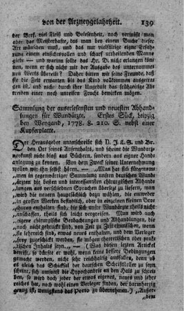 Sammlung der auserlesensten und neuesten Abhandlungen für Wundärzte. St.1.