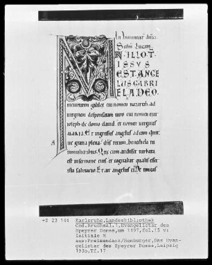 Evangelistar des Speyrer Domes — Initiale M(issus est angelus), Folio 15verso