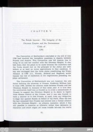 Chapter V The British Interest - The Integrity of the Ottoman Empire and the Government Crisis of 1791
