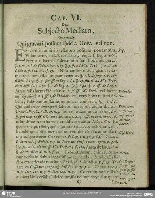 Cap. VI. De Subiecto Mediato, Sive de iis Qui gravari possunt Fideic. Univ. vel non
