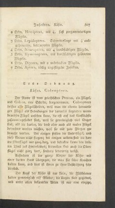 Erste Ordnung. Kaefer. Coleoptera.