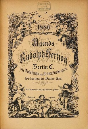 Agenda : Rudolph Hertzog. Berlin C. 15 14 Breite Straße und Brüder Straße 27 28, 1886